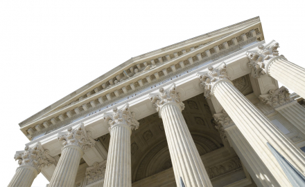 Angled Image of a Municipal Building with Columns