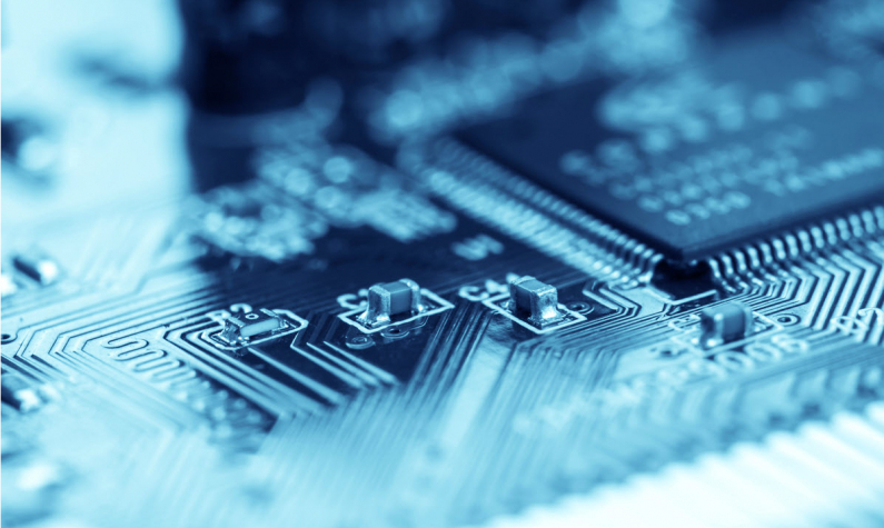 Close up of a computer electronic circuit board