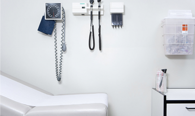 Medical equipment in a doctors office